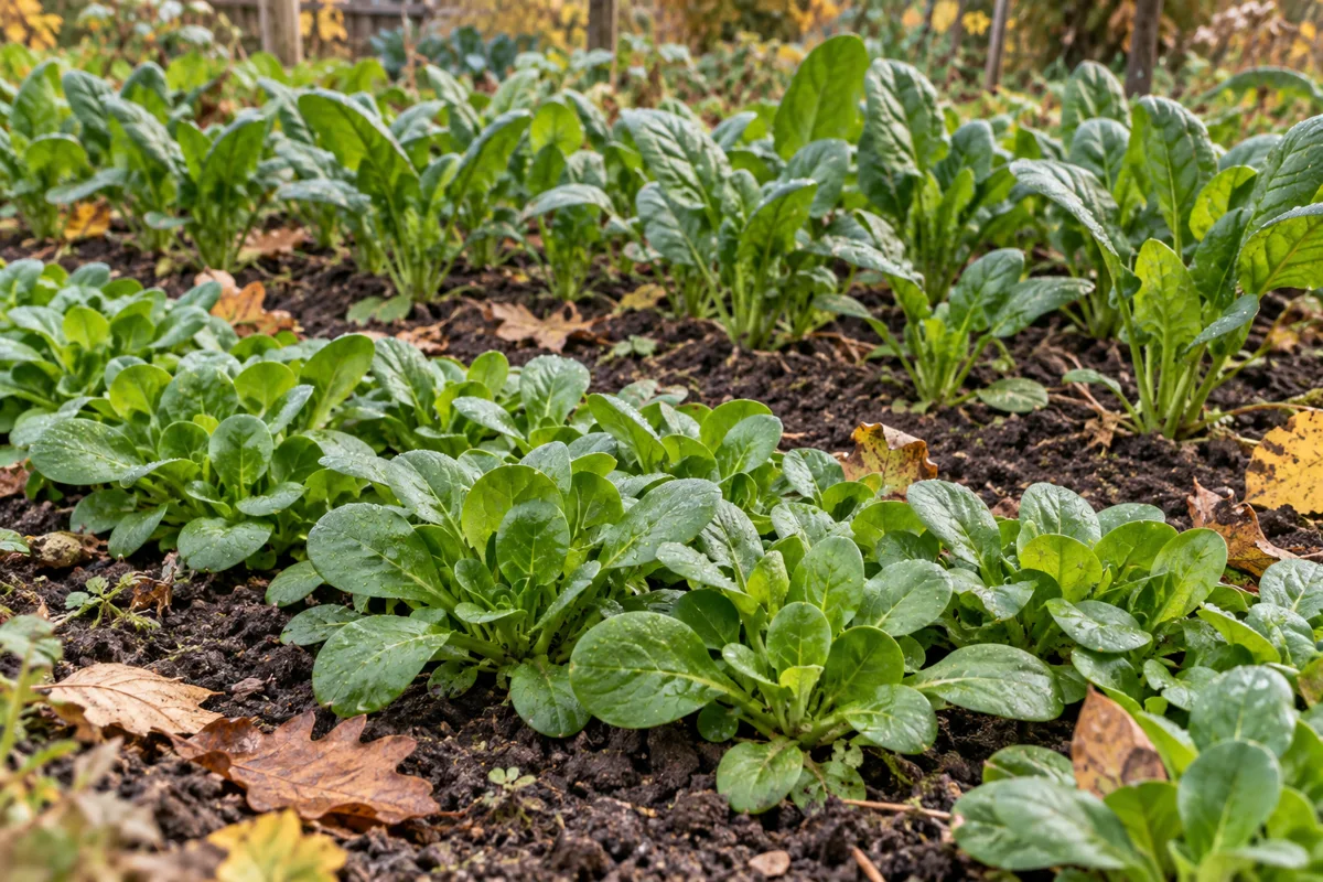 Feldsalat und Spinat im Herbstbeet